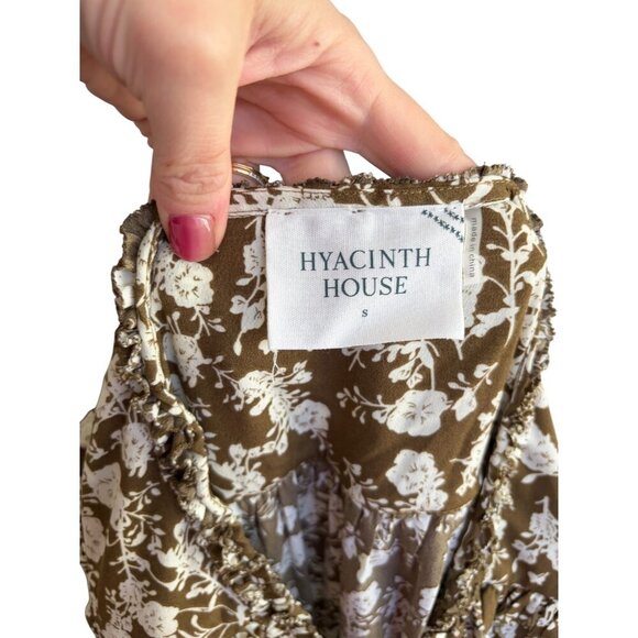 Tuckernuck HYACINTH HOUSE Olive Floral Renee Ruffle Mini Dress Small - Picture 6 of 7
